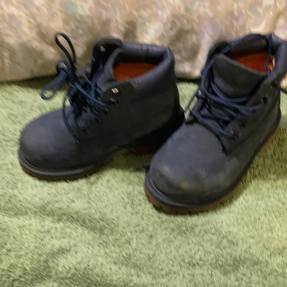 Timberland Kids Navy Blue Lace-Up Boots